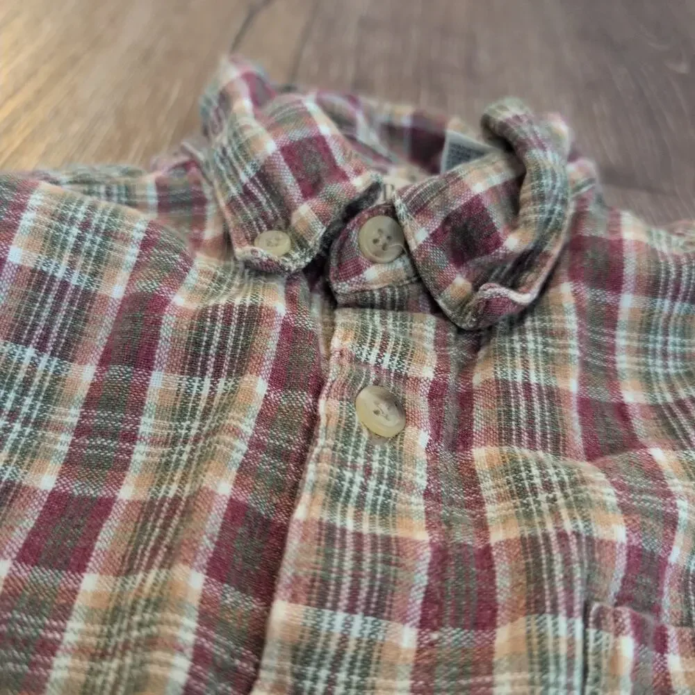 VTG‎ Gap Kids Small Button Up Shirt Plaid Fall Christmas Y2K Skater